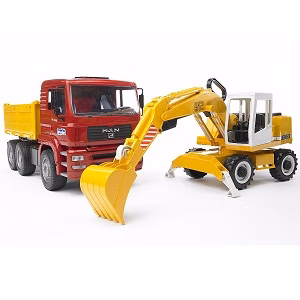 Bruder MAN TGA Kiepauto met Graafmachine Bruder 2751