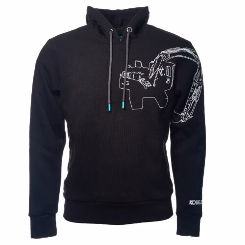 Hoodie Zwart met Kobelco Kraan