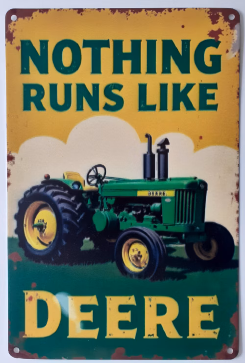 Nothing Runs Like Deere Metalen Wandbord 20x30 cm