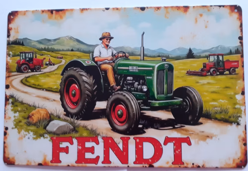 Fendt Metalen Wandbord 20x30 cm